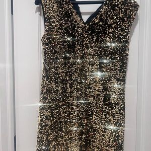 Banana Republic Black and Gold Sequin Mini Dress